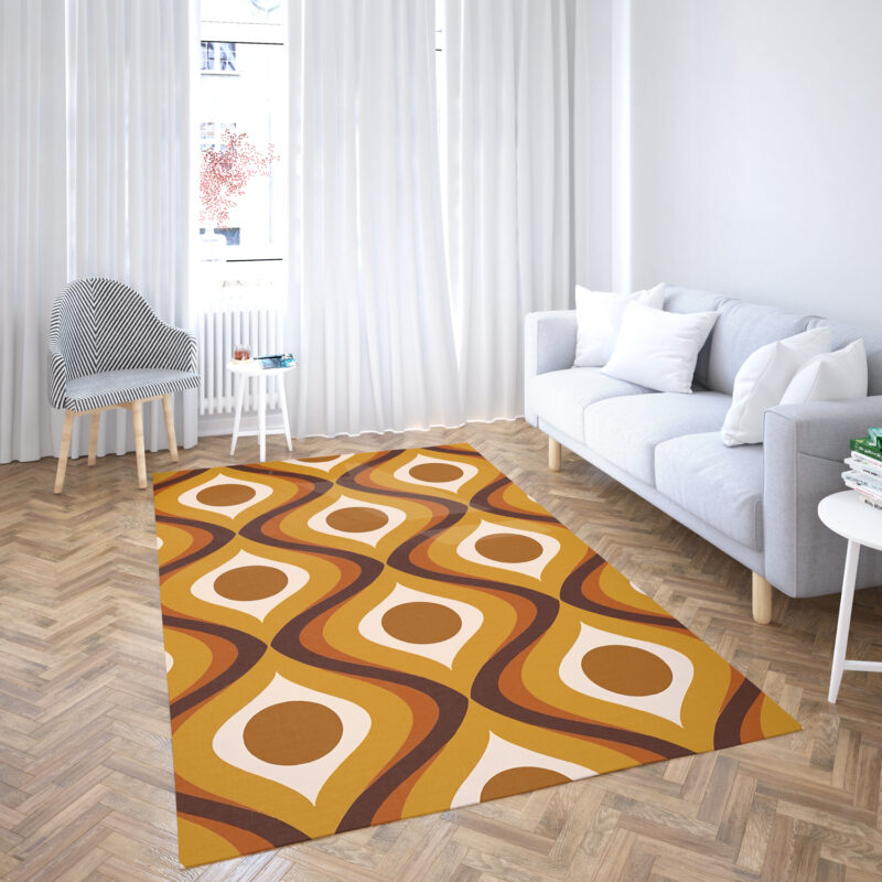 Retro 70s Mid Century Pattern Area Rug