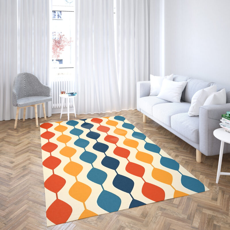 Retro Bohemian Vintage Pattern 1970's Area Rug