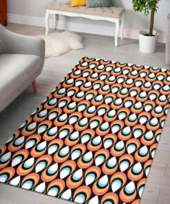 Retro Droplets Pattern In 1970's Style Vintage Area Rug