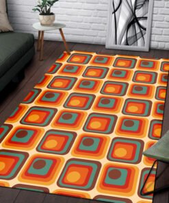 Retro Orange 70 Pattern Style Area Rug