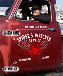 Set 2 Pcs Personalized Hot Rod Car's Door Art Spider Decals