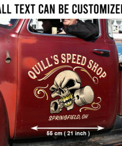 Skull And Bones Pinstripe Vinyl Decals For Trucks, Lowriders, Hot Rod Cars Set 2 Pcs