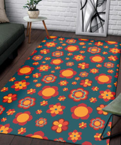 Teal 1970s Colors Flower Power Sacred Geometry Seamless Carpet Pattern
