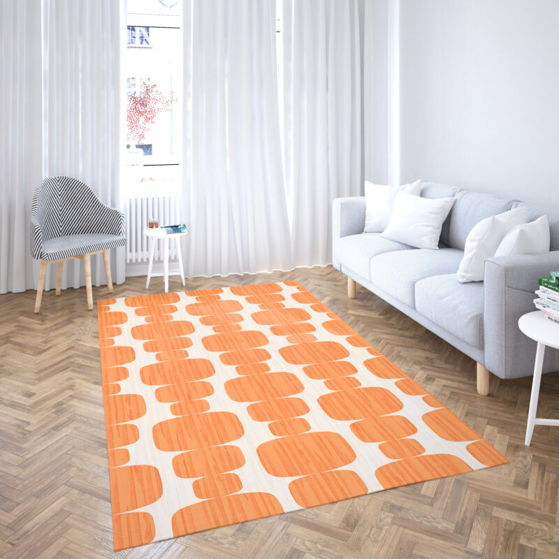 Vintage Retro Bohemian Pebble Photographic 1970's Style Area Rug