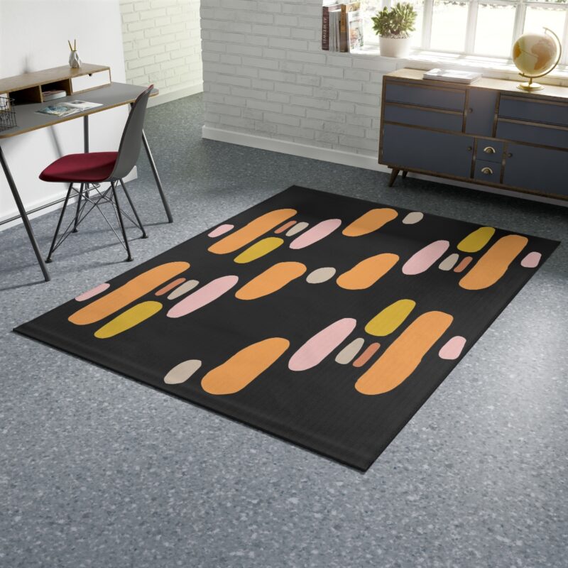 Watercolor Brushstroke Pattern Rug Black Background Rug