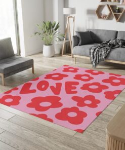 Y2K Daisy Flower And Love Rug