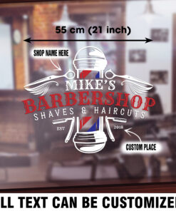Personalized Barber Shop Sing Vinyl Sticker For Windows, Cars Door