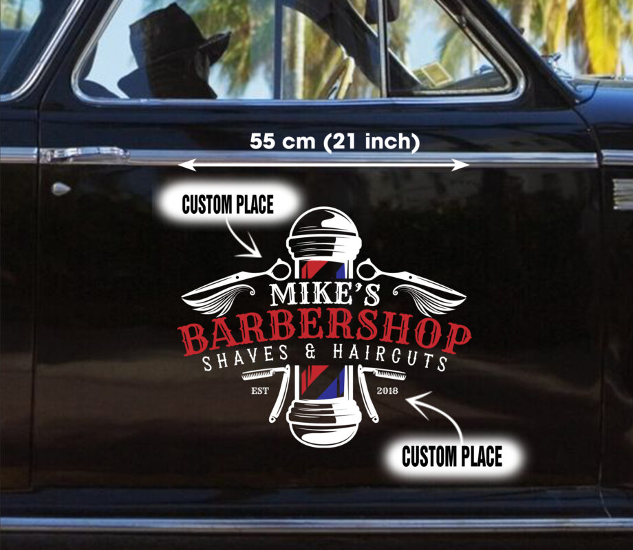 Personalized Barber Shop Sing Vinyl Sticker For Windows, Cars Door