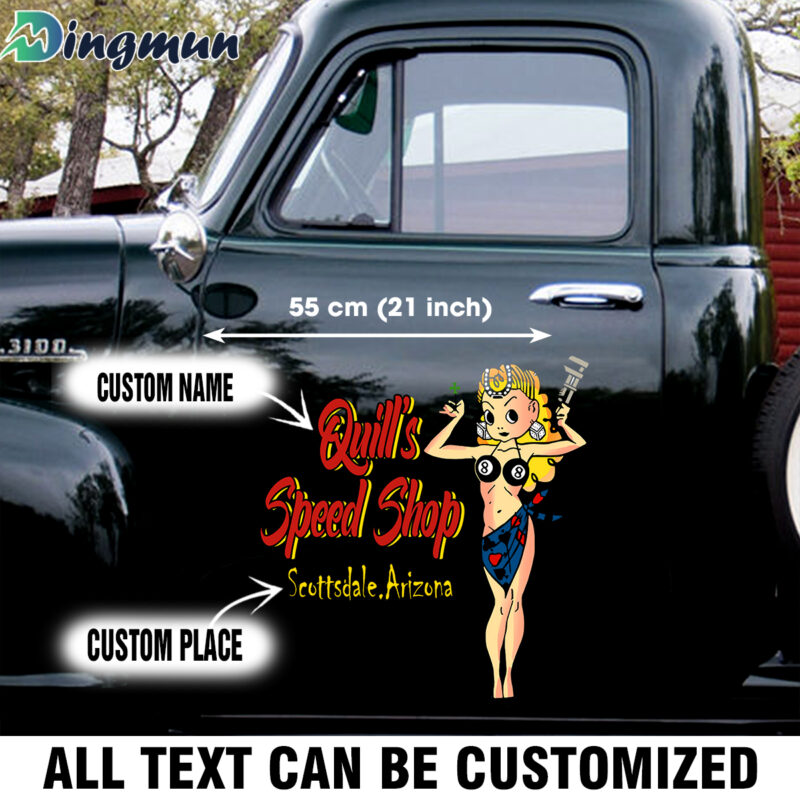 Lady Luck Speed Shop Hot Rod Door Art Decals