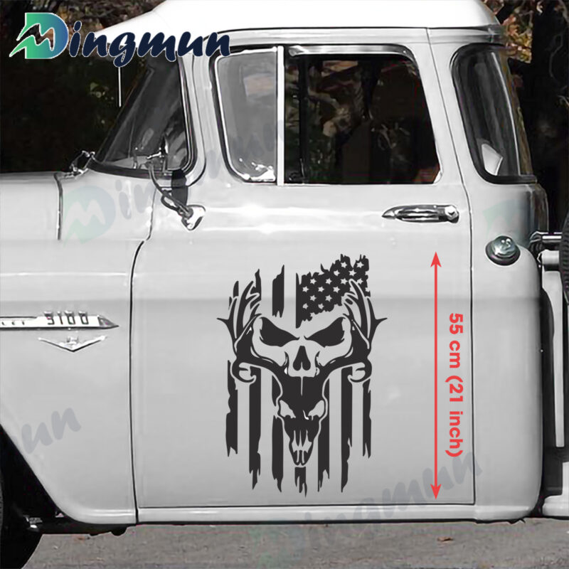 American Flag And Skull Deer Hunting Vinyl Decals Sticker For Truck