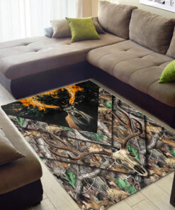 Camouflage Fire Deer Print Rug For Living Room