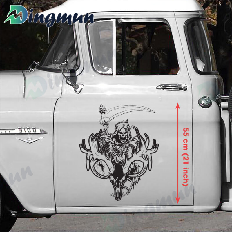 Grim Reaper And Deer Skull Bone Hunting Vinyl Decals For Car Truck