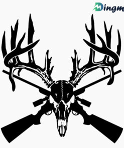 Gun Rifle Deer Skull Hunting Antler Vinyl Decals For Laptop Car Truck Window And Door