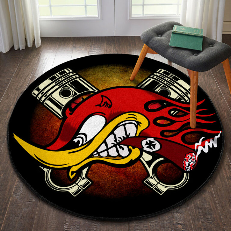 Hot Rod Mr. Horsepower Devil Garage Round Floor Mats - Dingmun