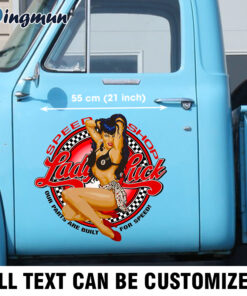 Lady Luck Speed Shop Pin Up Girl Hot Rod Vinyl Decals