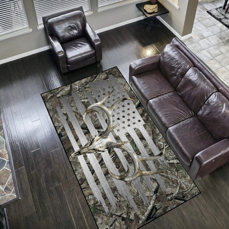 Personalized Camo Deer Hunting Area Rug