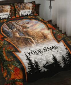 Personalized Couple Deer Hunting Quilt Bedding Set