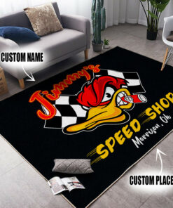 Personalized Vintage Hot Rod Duck Area Rug