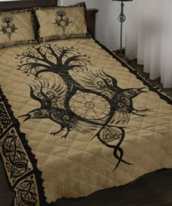 Viking Raven Tree of Life Yggdrasil Norse Mythology Symbol Quilt Bedding Set