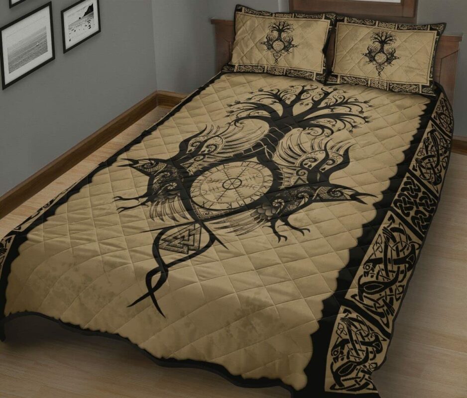 Viking Raven Tree of Life Yggdrasil Norse Mythology Symbol Quilt Bedding Set