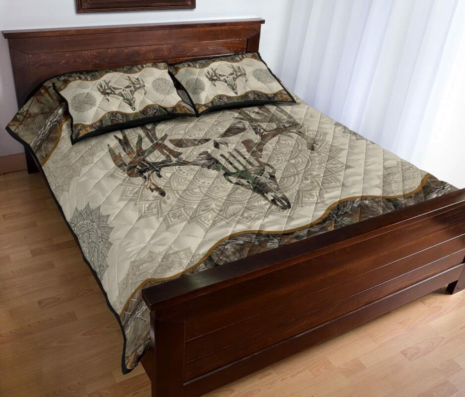 Vintage Mandala Camouflage Deer Skull Quilt Bedding Sets For All Season Quilt Sets