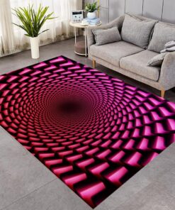 Purple 3D Digital Art Vortex Illusion Area Rug For Modern Home Décor
