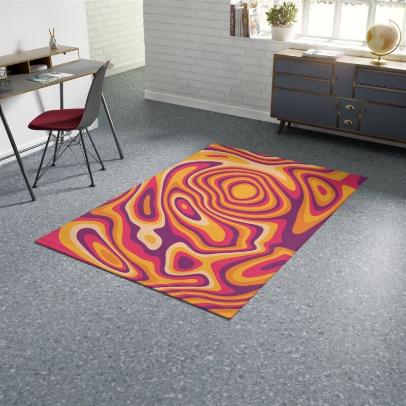 Purple And Orange Psychedelic Retro Wavy Groovy 70s Rug