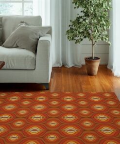Retro Psychedelic 70s Style Area Floor Rug for Bedroom Living Room