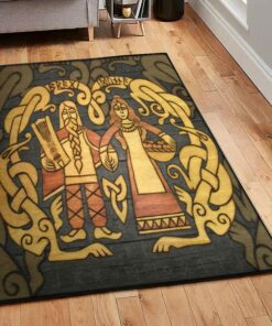 Personalized Viking Norse Mythology Bragi and Idunna Rug for Living Room