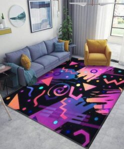 Retro Vintage 80s Fashion Style Abstract Seamless Pattern Area Rugs Nursery Carpet for Living Room Home Indoor Outdoor Runner Rugs Yoga Mat