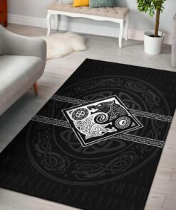 The Black And White Wolves ,Skoll and Hati Viking Area Rug