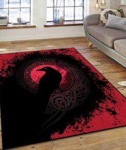 Celtic Raven With Red Moon Large Living Room Rug