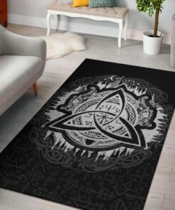Black And White Dragon Celtic Viking Floor Mats for Living Room Bedroom