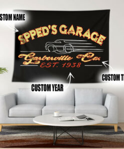 Custom Pinstripe Hot Rod Garage Tapestry