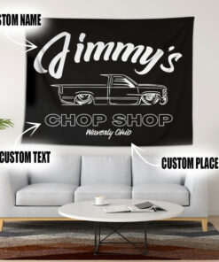 Personalized Chop Shop Hot Rod Garage Low Brow Art Garage Tapestry