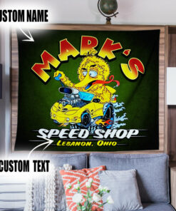 Personalized Drag Racing Rat Rod Garage Tapestry