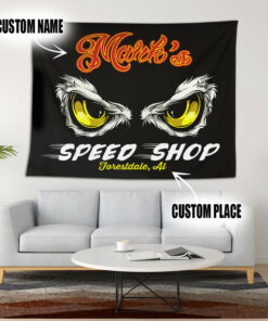 Personalized Eagle Eyes Hot Rod Speed Shop Living Room Garage Tapestry