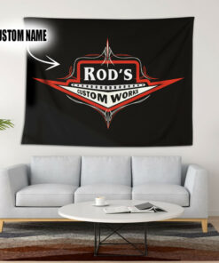 Personalized Hot Rod Custom Works Pinstripe Garage Tapestry