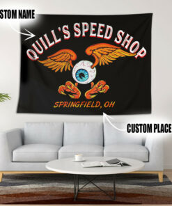 Personalized Hot Rod Eye Ball Kustom Low Brow Wall Art Garage Tapestry