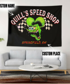Personalized Hot Rod Pinstripe Rat Rink Garage Tapestry
