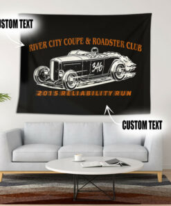 Personalized Hot Rod Racing Car Club Speed Shop Garage Tapestry