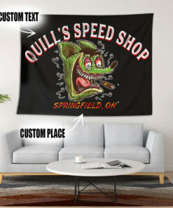Personalized Hot Rod Rat Rink Speed Shop Printed On The Wall Art Garage Tapestry