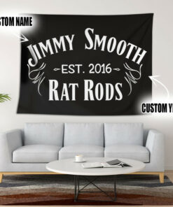 Personalized Pinstripe Hot Rod Garage Tapestry