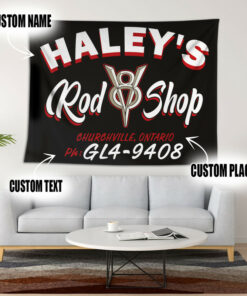 Personalized V8 Pinstripe Hot Rod Shop Garage Tapestry Wall Art
