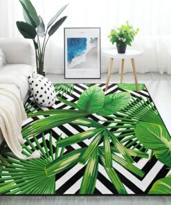 Summer Exotic Jungle Tropical Palm Tree Leaves Area Rug For Living Room Bedroom