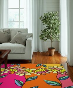 80s Colorful Groovy Abstract Cool Funky Pink Area Rug