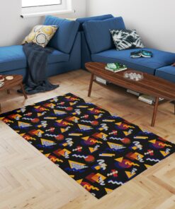 Bowling Alley Video Game Arcade 80s Style Area Rug, Player Charter Game Room Rug