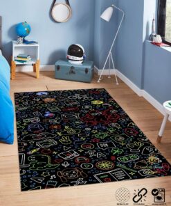 80s Colorful Arcade Area Rug For Living Room Bedroom