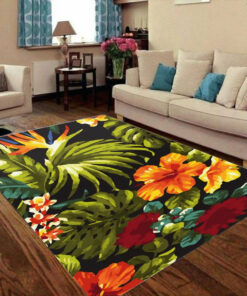 Tropical Colorful Floral Printed Area Rug