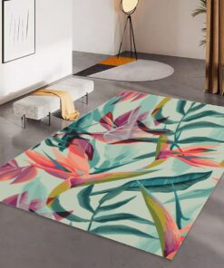 Tropical Vibrant Floral Area Rug For Living Room Bedroom Décor